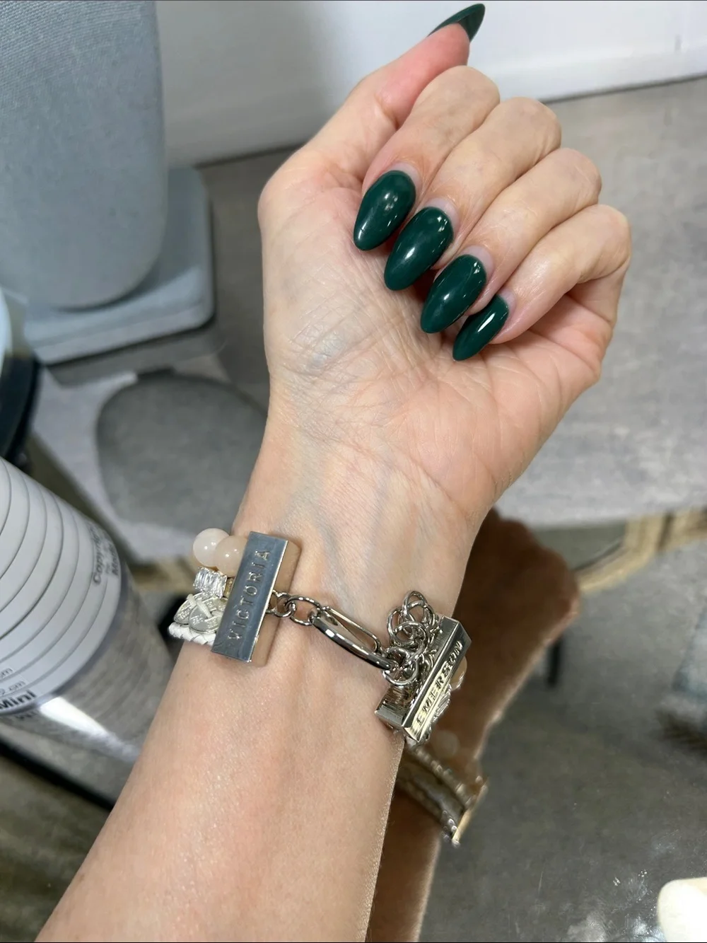 Elegant Stone Bead and Silver Multi-Stack Bracelet